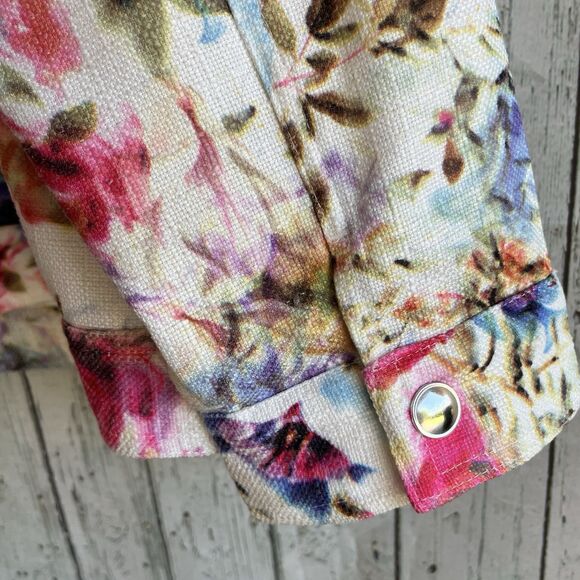 CJ Banks Womens Full Zip Jacket Size 2X Bright Floral Colorful Heavy Office - Picture 8 of 12